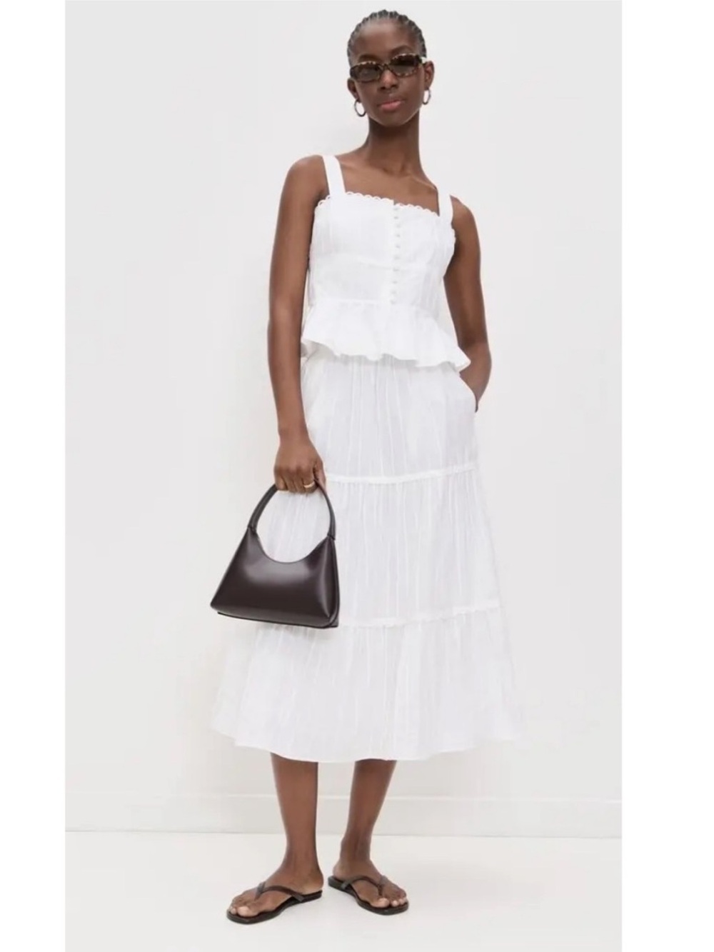 La Ligne White Pleated Skirt